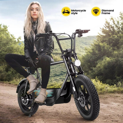 819W All-Terrain Electric Scooter with Seat – Fat Tire Commuter Ebike for Adults & Teens with Carry Basket