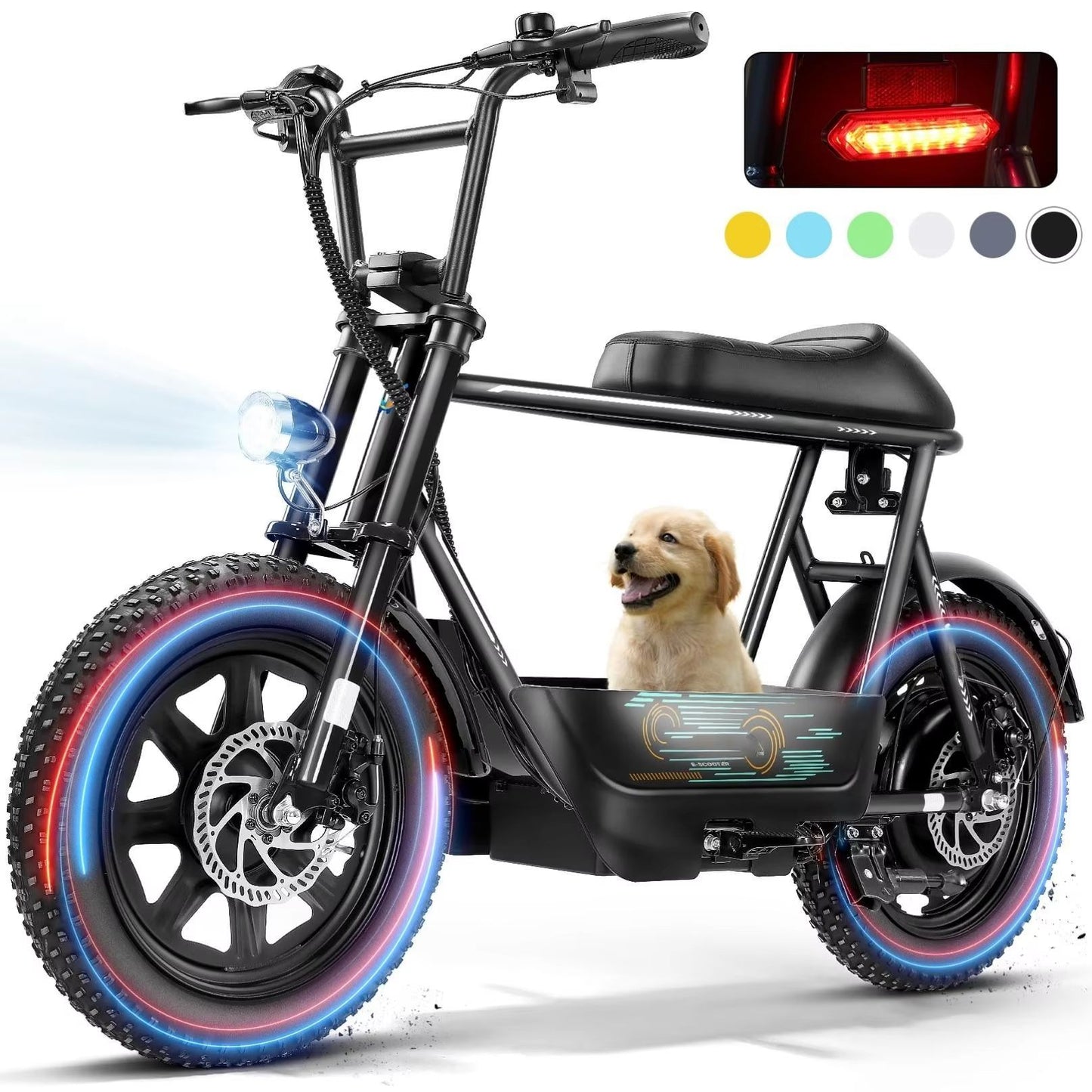 819W All-Terrain Electric Scooter with Seat – Fat Tire Commuter Ebike for Adults & Teens with Carry Basket