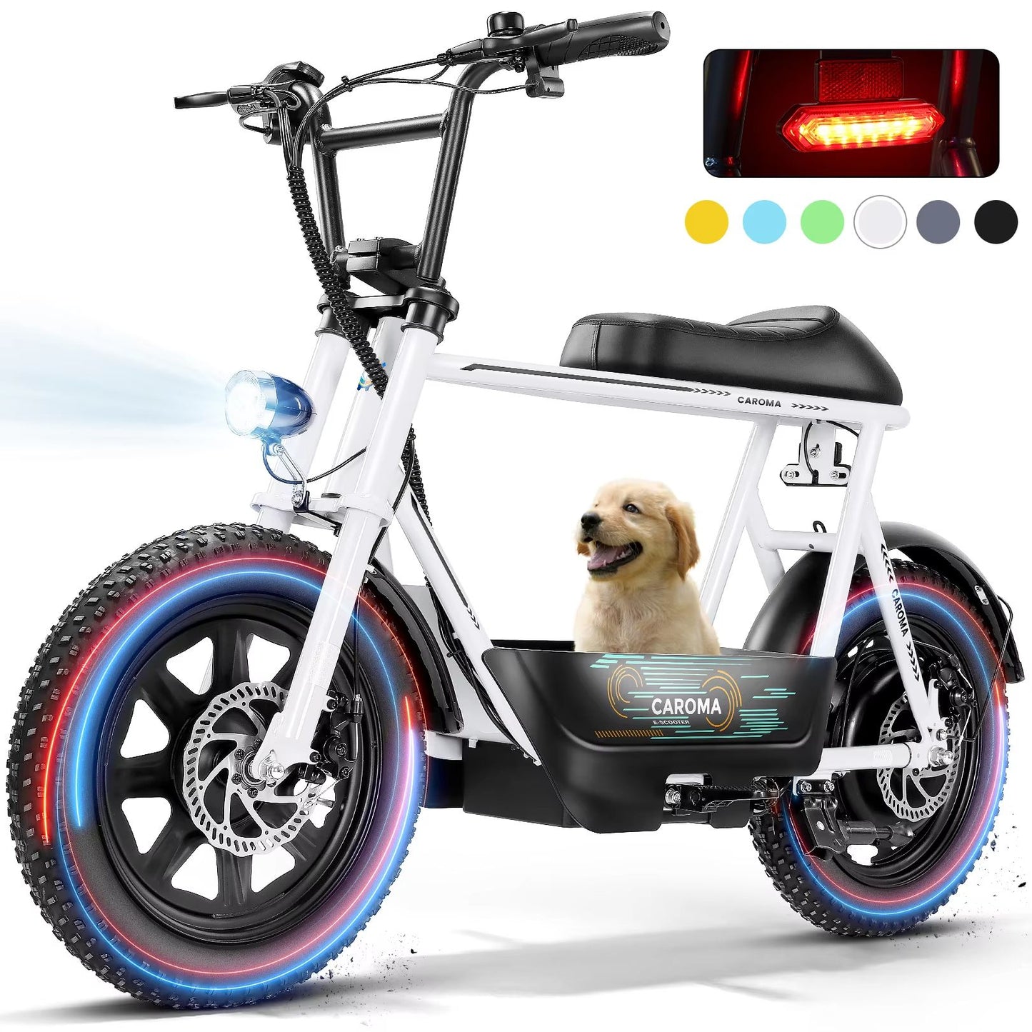 819W All-Terrain Electric Scooter with Seat – Fat Tire Commuter Ebike for Adults & Teens with Carry Basket