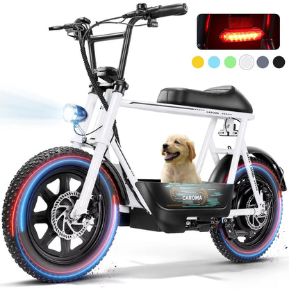 819W All-Terrain Electric Scooter with Seat – Fat Tire Commuter Ebike for Adults & Teens with Carry Basket