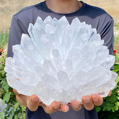 Natural White Crystal Cluster, Single Point Mineral Specimen for Healing, Energy