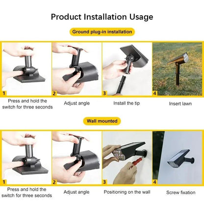Ultra Bright 7LED Solar Light Spotlights, Outdoor Landscape Wall Light, Waterproof Adjustable Lawn Garden Yard Lighting