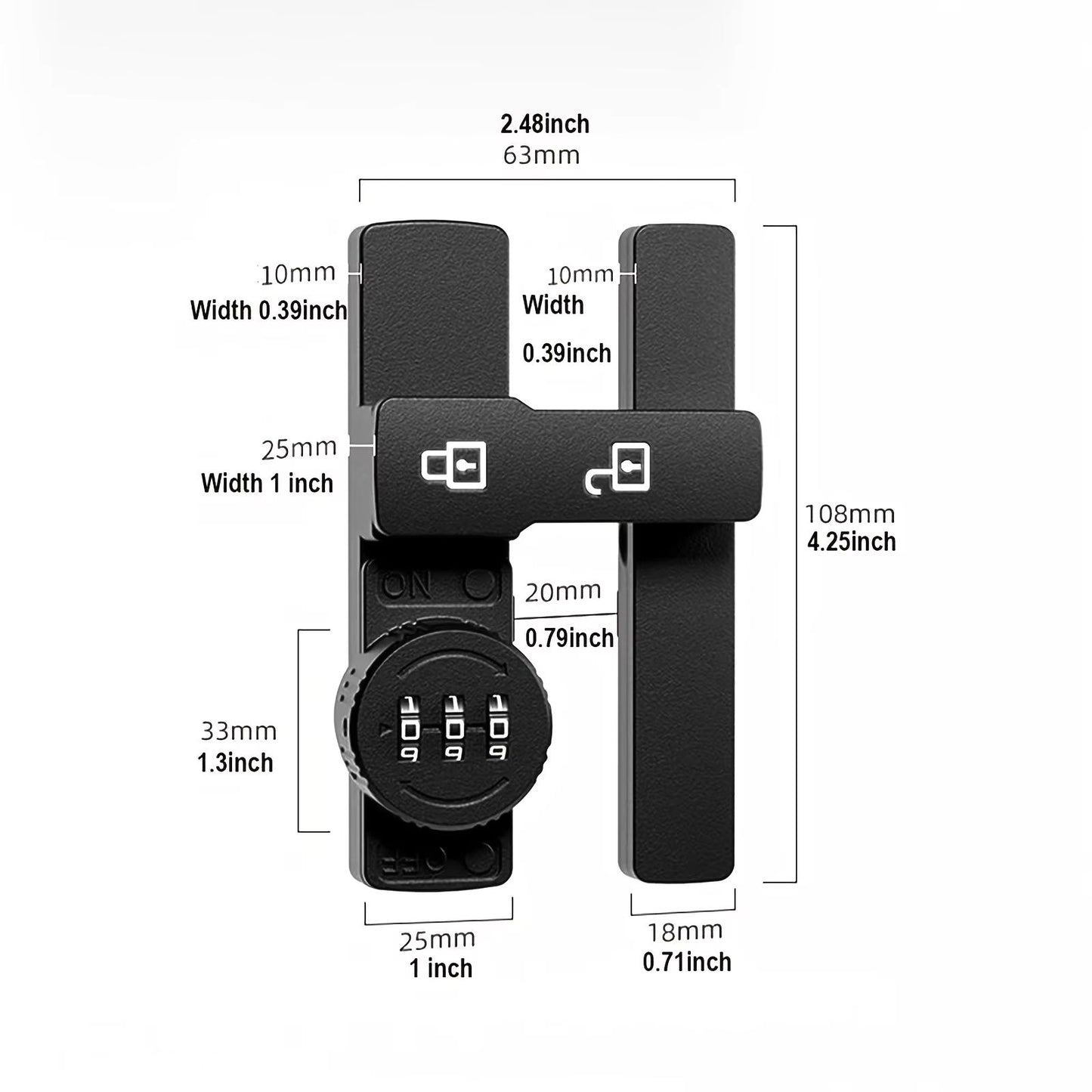 Combination Barn Door Lock, Sliding Deadbolt with 3-Digit Password Security and Luminous Sign