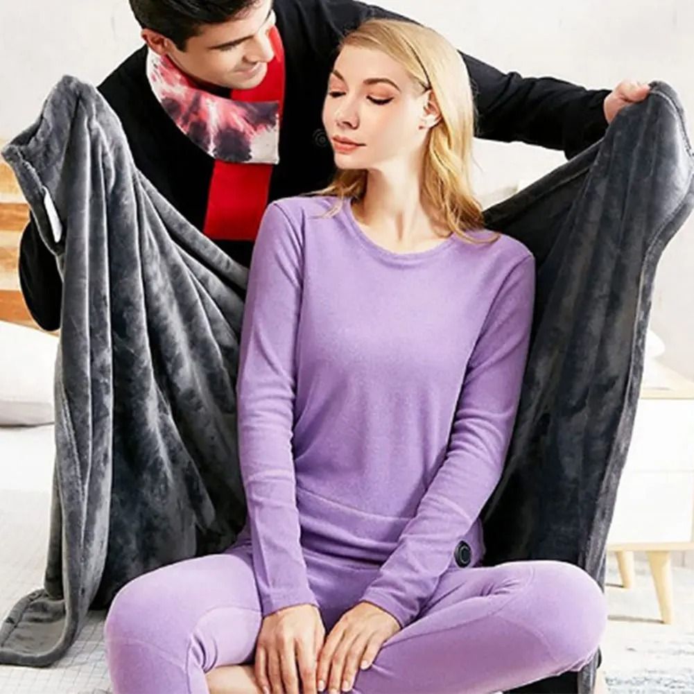 Womens USB Heated Shawl Throw Blanket Coral Velvet Adjustable Heat Levels