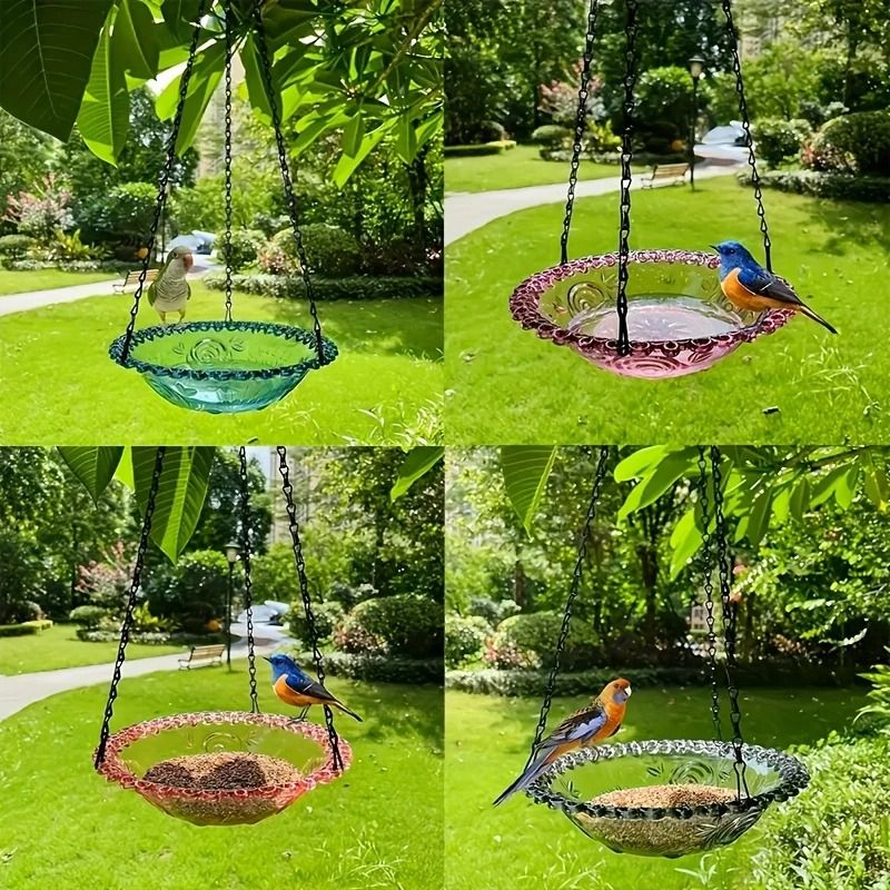 Hanging Bird Bath and Feeder Outdoor Bird Food Tray for Garden Decoration