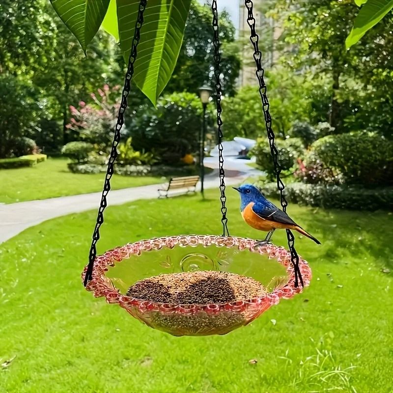 Hanging Bird Bath and Feeder Outdoor Bird Food Tray for Garden Decoration