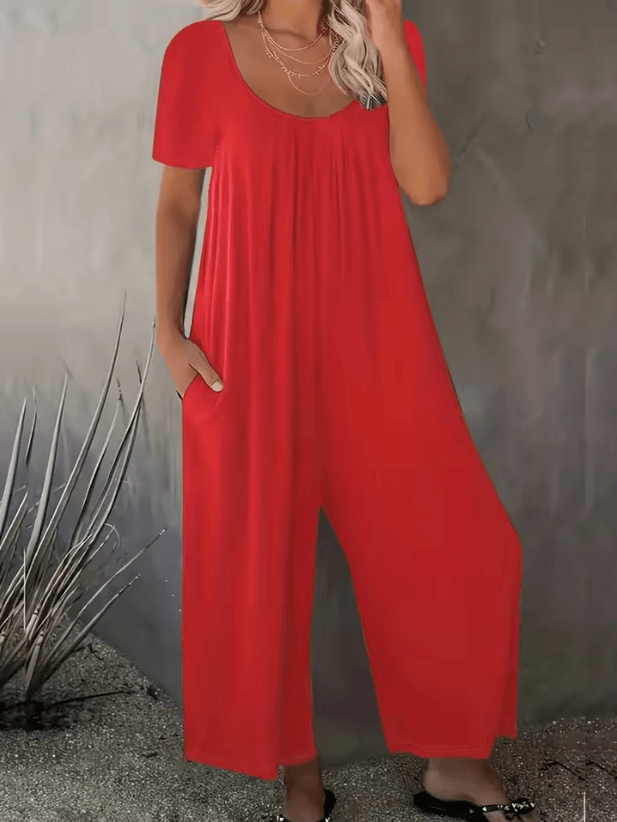 EasyFlow Plus Size Womens Summer Jumpsuit with Pockets