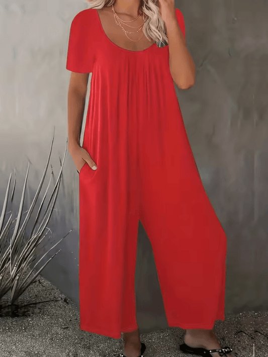 EasyFlow Plus Size Womens Summer Jumpsuit with Pockets