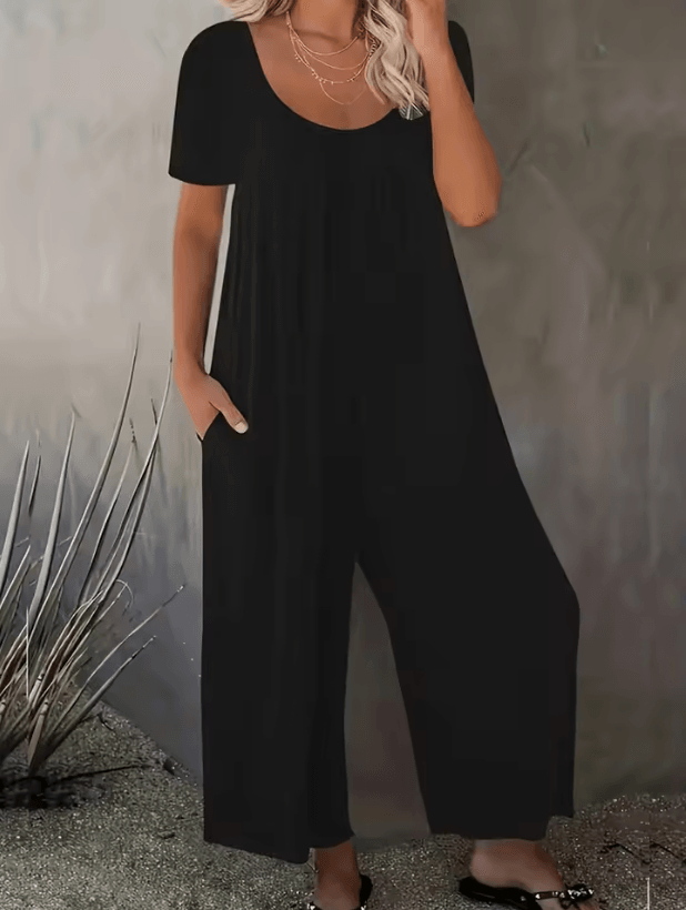 EasyFlow Plus Size Womens Summer Jumpsuit with Pockets