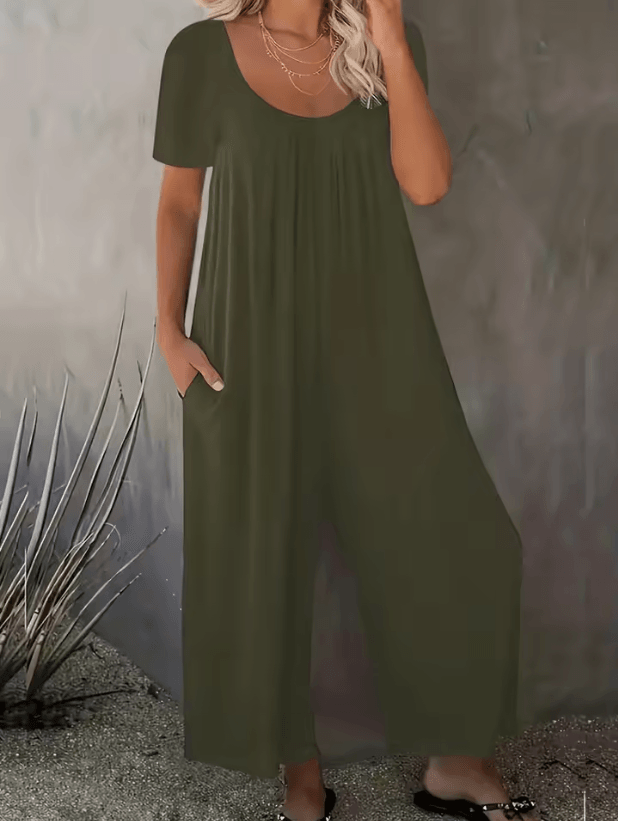 EasyFlow Plus Size Womens Summer Jumpsuit with Pockets