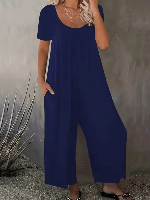 EasyFlow Plus Size Womens Summer Jumpsuit with Pockets