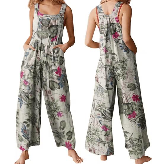 LeafEase Womens Cotton Linen Jumpsuit with Pockets