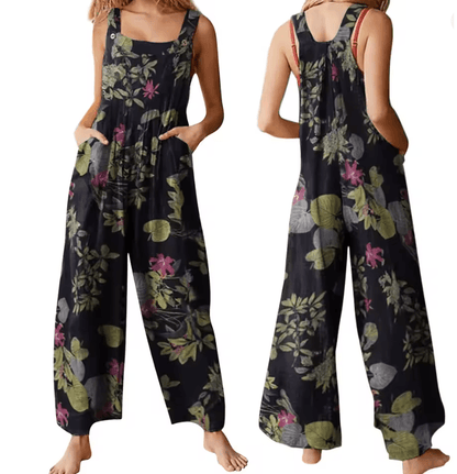 LeafEase Womens Cotton Linen Jumpsuit with Pockets