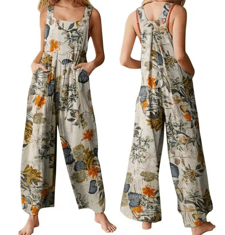 LeafEase Womens Cotton Linen Jumpsuit with Pockets