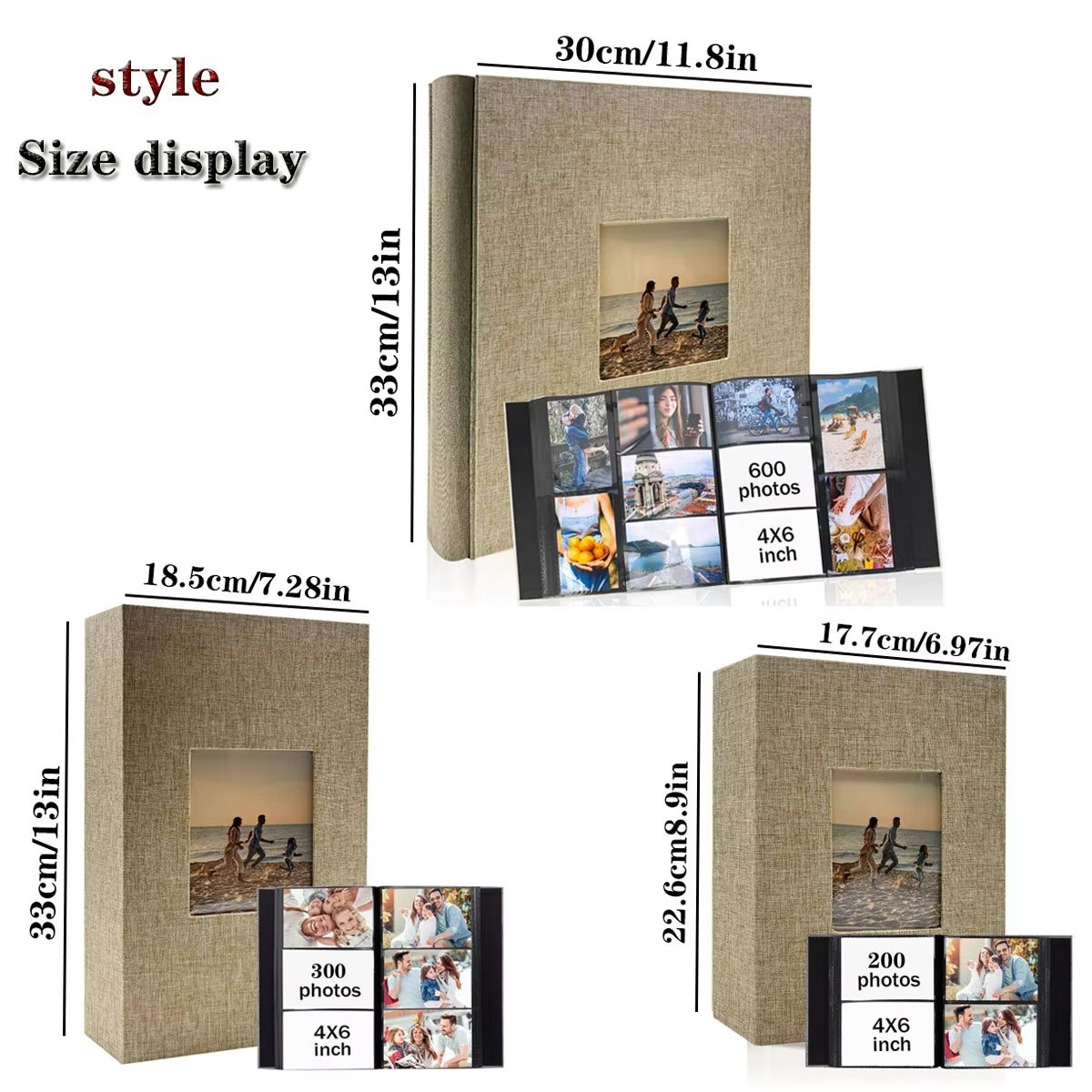 Linen 4x6 Photo Album – 600 Pocket Large Capacity Album with Horizontal & Vertical Display