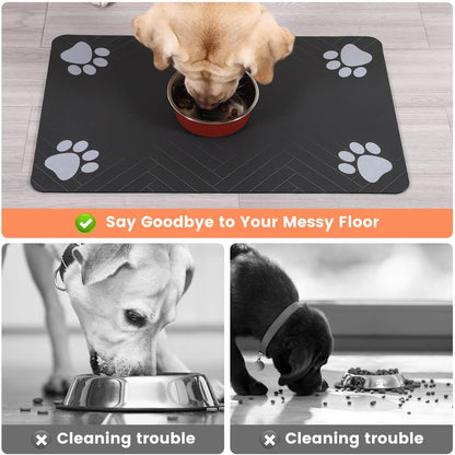 Absorbent Pet Feeding Mat with Waterproof Rubber, Quick-Dry, Dog, Cat Food Bowl Mat, Non-Slip Placemat for Free Meal