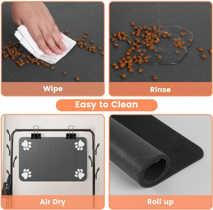 Absorbent Pet Feeding Mat with Waterproof Rubber, Quick-Dry, Dog, Cat Food Bowl Mat, Non-Slip Placemat for Free Meal