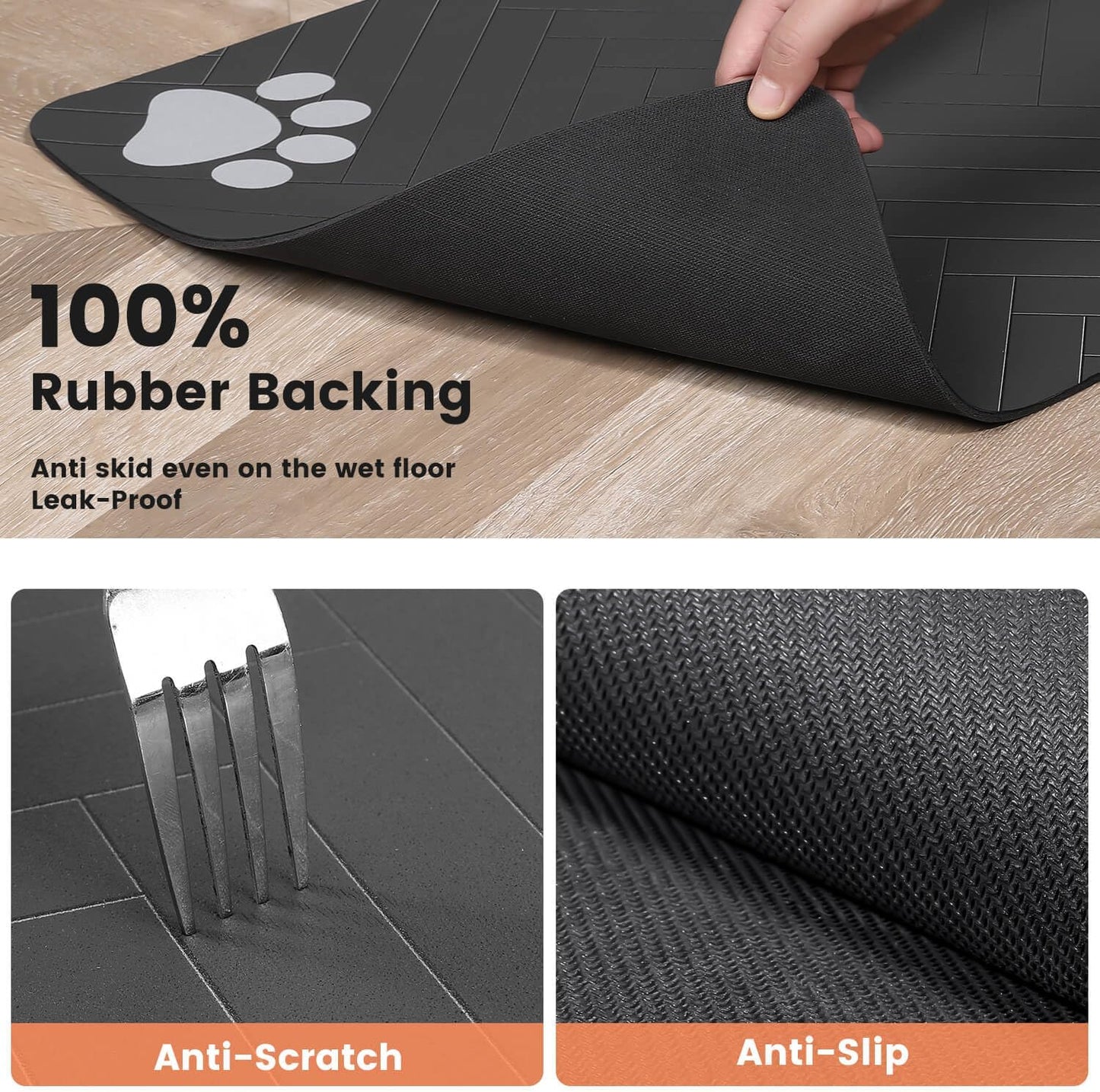 Absorbent Pet Feeding Mat with Waterproof Rubber, Quick-Dry, Dog, Cat Food Bowl Mat, Non-Slip Placemat for Free Meal