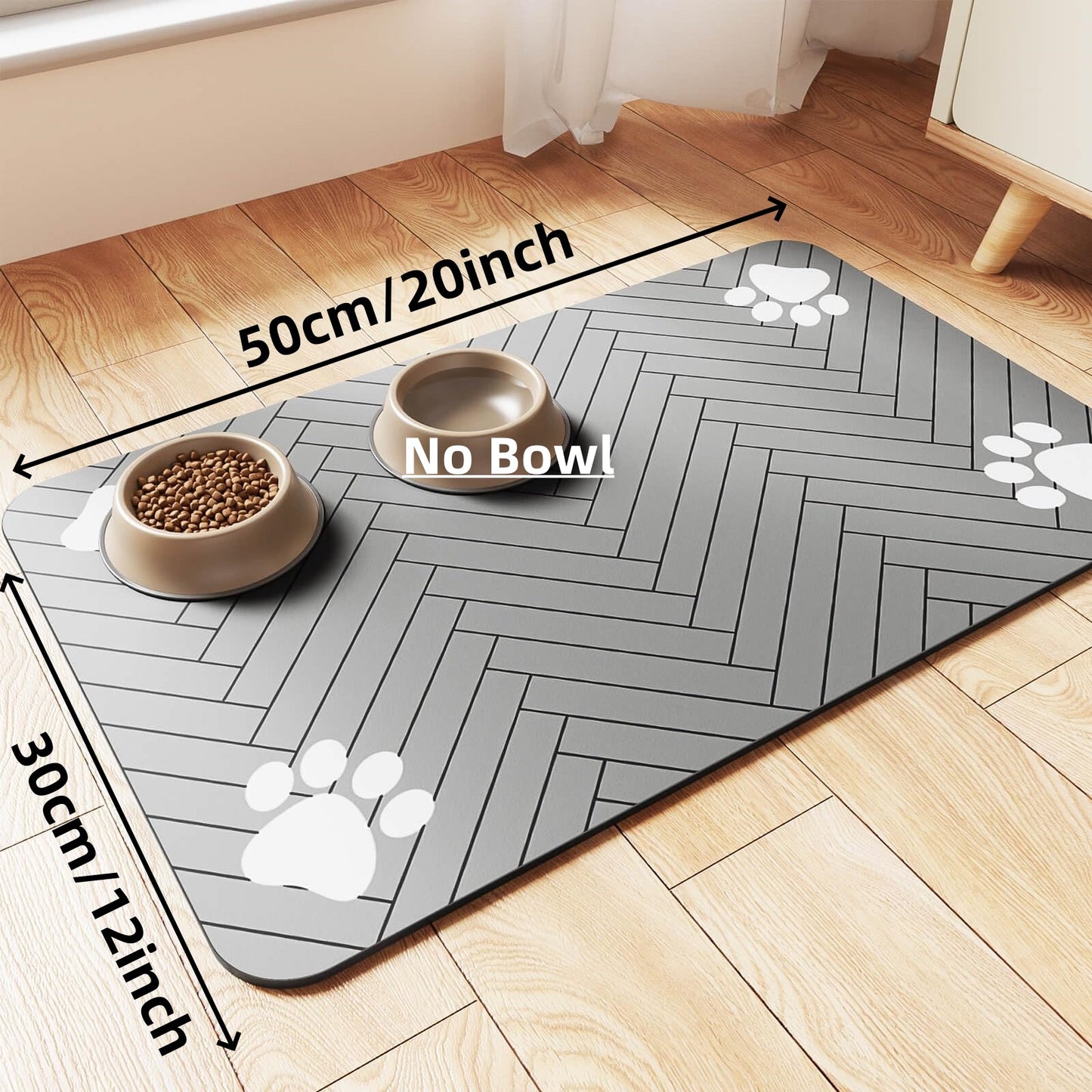 Absorbent Pet Feeding Mat with Waterproof Rubber, Quick-Dry, Dog, Cat Food Bowl Mat, Non-Slip Placemat for Free Meal