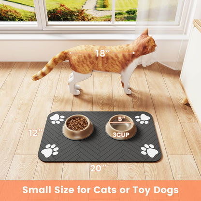 Absorbent Pet Feeding Mat with Waterproof Rubber, Quick-Dry, Dog, Cat Food Bowl Mat, Non-Slip Placemat for Free Meal
