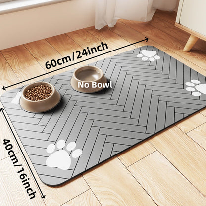 Absorbent Pet Feeding Mat with Waterproof Rubber, Quick-Dry, Dog, Cat Food Bowl Mat, Non-Slip Placemat for Free Meal