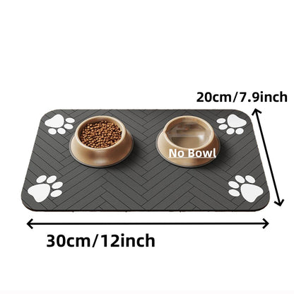 Absorbent Pet Feeding Mat with Waterproof Rubber, Quick-Dry, Dog, Cat Food Bowl Mat, Non-Slip Placemat for Free Meal