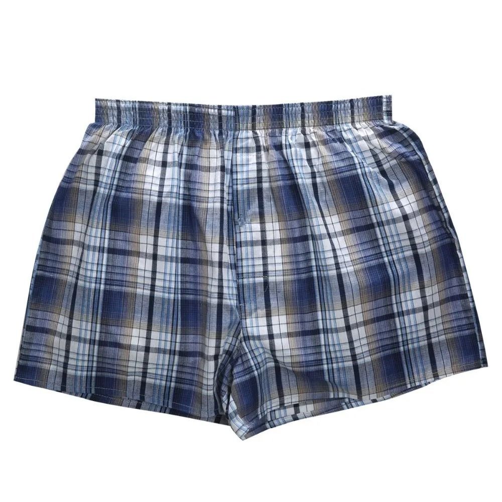 Mens Plaid Cotton Boxer Shorts 4 Pack Loose Breathable Underwear