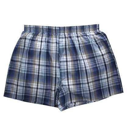 Mens Plaid Cotton Boxer Shorts 4 Pack Loose Breathable Underwear