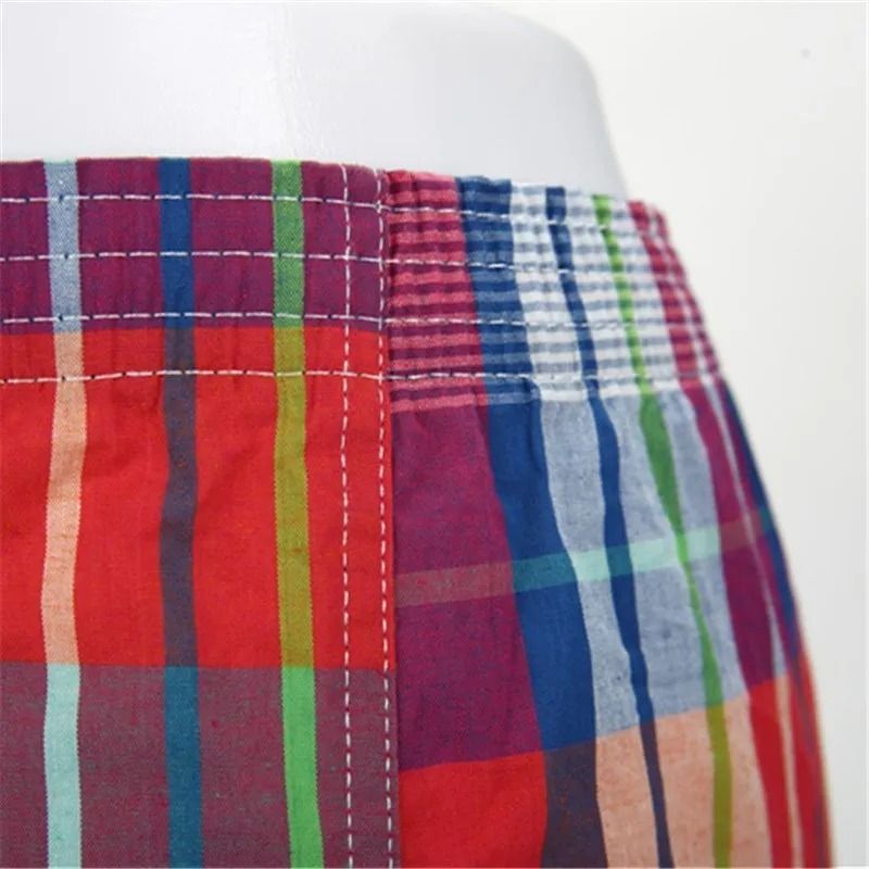 Mens Plaid Cotton Boxer Shorts 4 Pack Loose Breathable Underwear