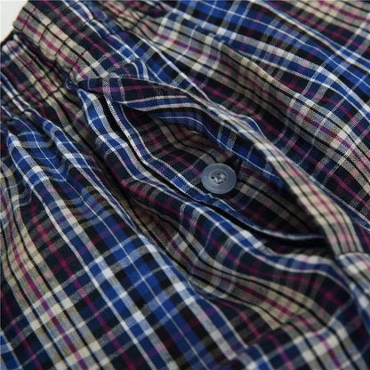 Mens Plaid Cotton Boxer Shorts 4 Pack Loose Breathable Underwear