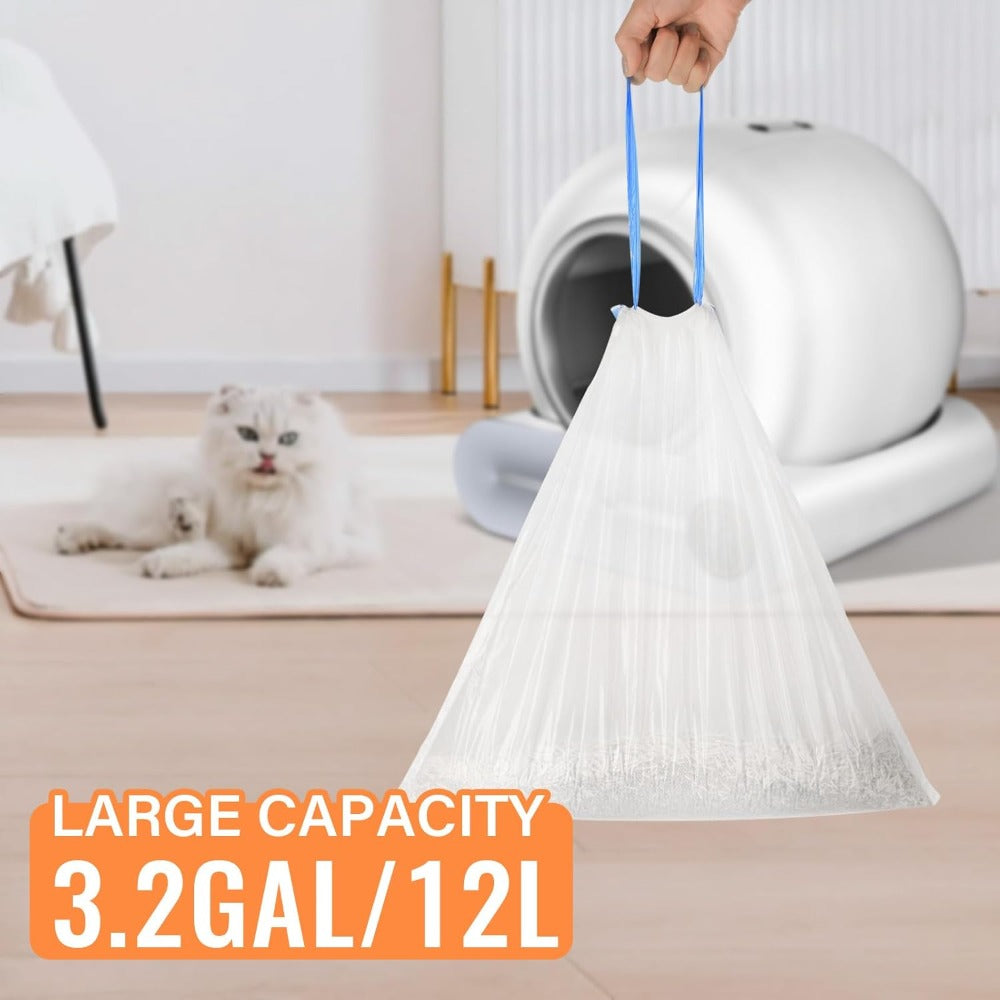 Drawstring Closure Cat Litter Bags, 10 Rolls Tonepie Self-Cleaning Litter Box Poop Bags for Easy Pet Waste Disposal