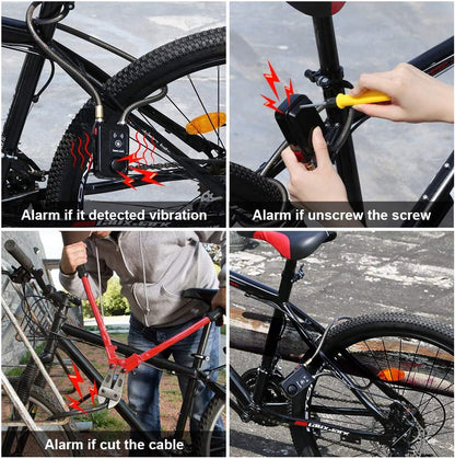 Heavy-Duty Bike Lock with Burglar Alarm, 110dB Waterproof Bicycle Cable Lock, Remote Control & 4-Digit Password