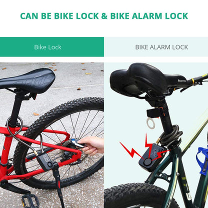 Heavy-Duty Bike Lock with Burglar Alarm, 110dB Waterproof Bicycle Cable Lock, Remote Control & 4-Digit Password