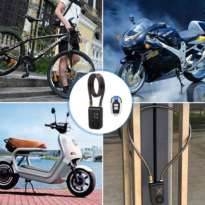 Heavy-Duty Bike Lock with Burglar Alarm, 110dB Waterproof Bicycle Cable Lock, Remote Control & 4-Digit Password
