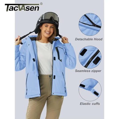 Women Winter Waterproof Ski Jacket with Fleece Lining
