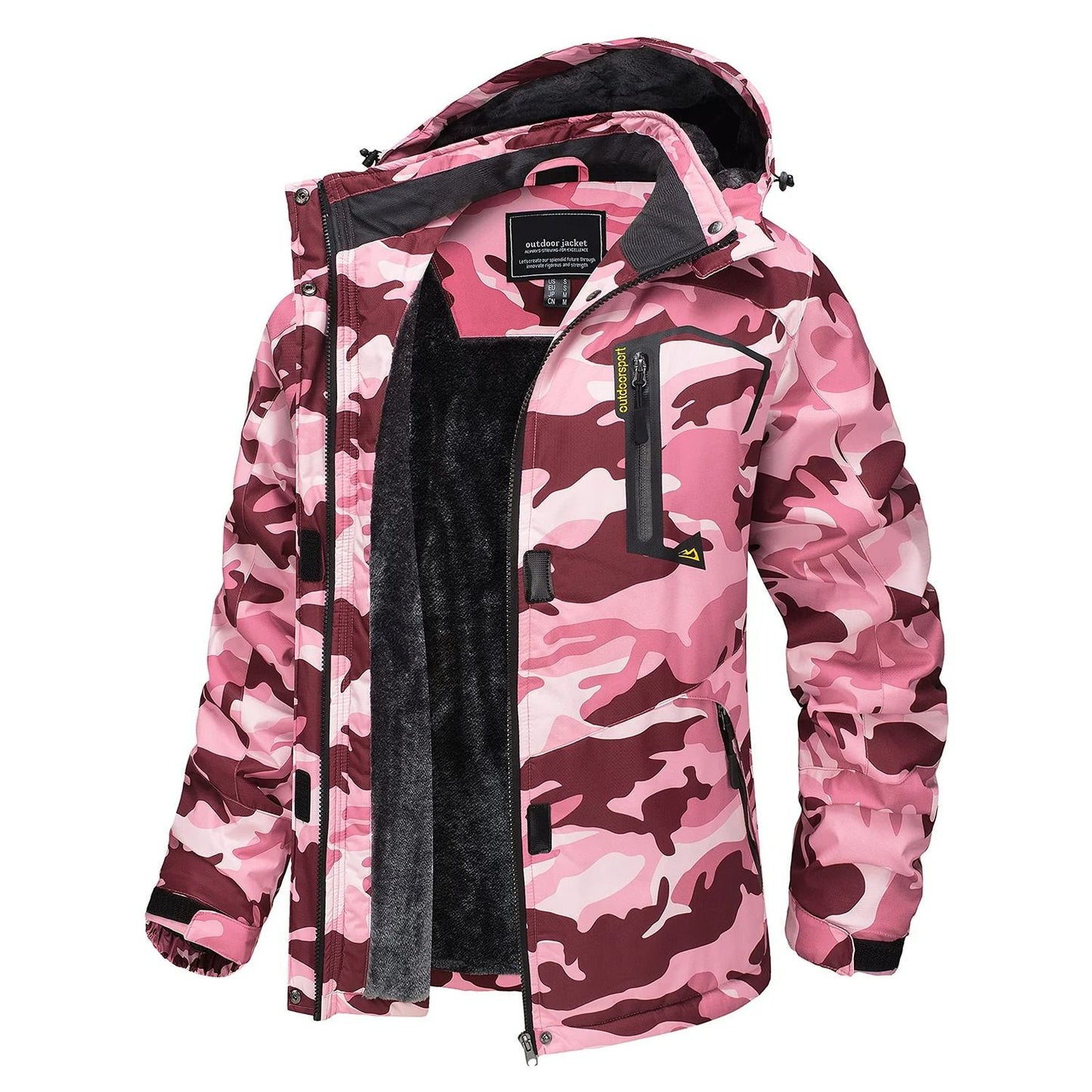 Women Winter Waterproof Ski Jacket with Fleece Lining