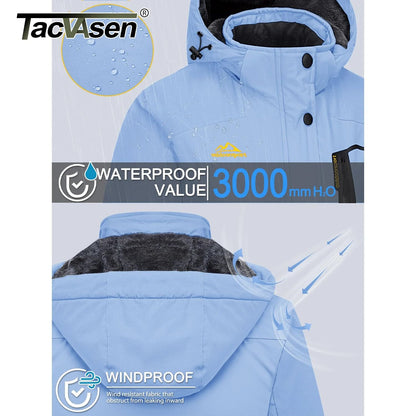 Women Winter Waterproof Ski Jacket with Fleece Lining