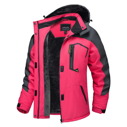 Women Winter Waterproof Ski Jacket with Fleece Lining