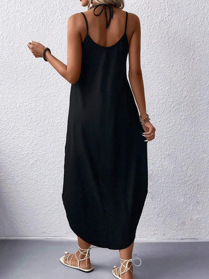 Curvy Hem Spaghetti Strap Maxi Dress