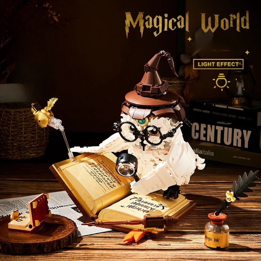 Magical World Owl Doctor Building Blocks with Magic Book and Lights