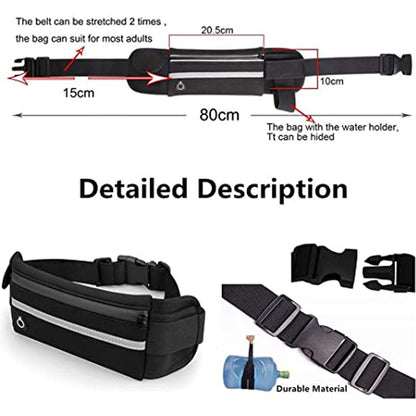 Men Women Sports Bag Waterproof Waist Belt Bag, Jogging Cycling Gym Fanny Pack, Lightweight Running Male Waist Bag