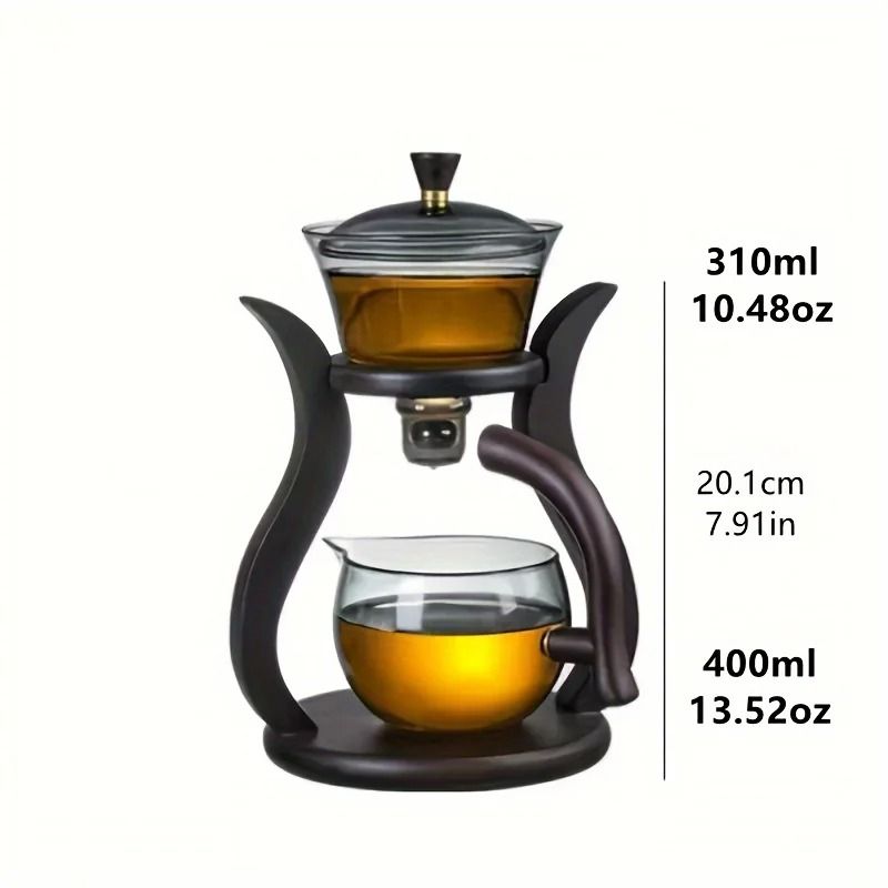 Lazy Kung Fu Glass Tea Set with Infuser and Magnetic Semi Automatic Drip