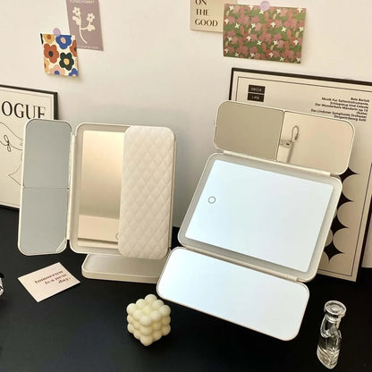 Trifold Makeup Mirror with LED Lights Smart Touch Dressing Mirror