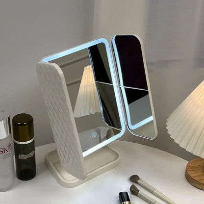 Trifold Makeup Mirror with LED Lights Smart Touch Dressing Mirror