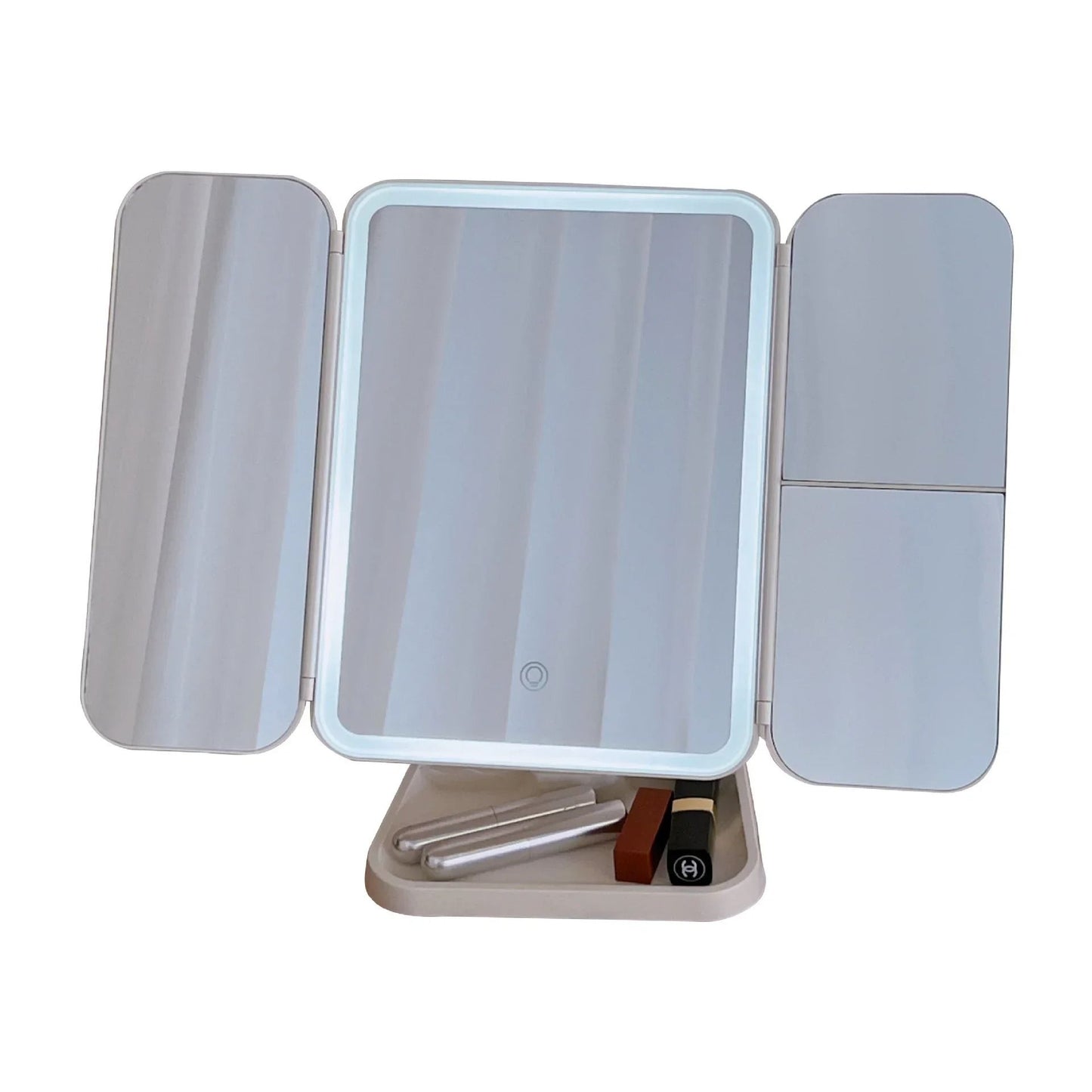 Trifold Makeup Mirror with LED Lights Smart Touch Dressing Mirror