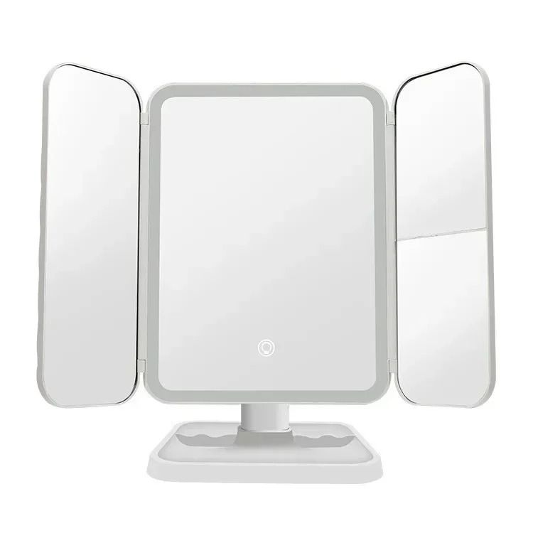 Trifold Makeup Mirror with LED Lights Smart Touch Dressing Mirror