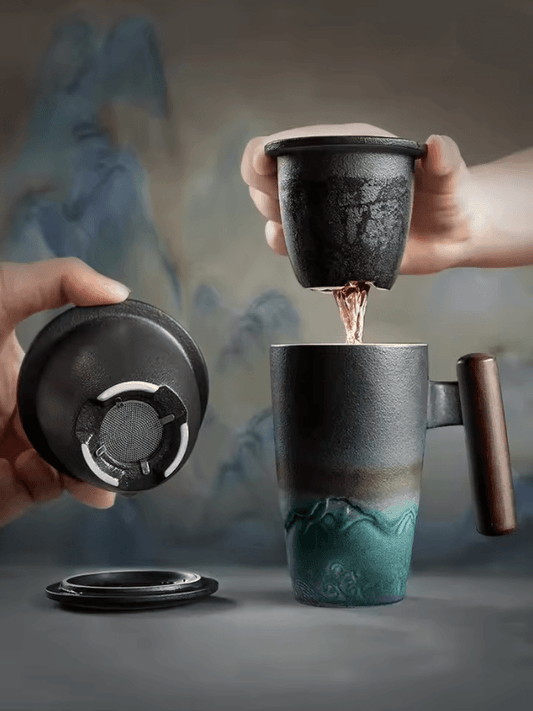 Handmade Ceramic Coffee Mug Large Retro Tea Cup