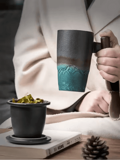 Handmade Ceramic Coffee Mug Large Retro Tea Cup
