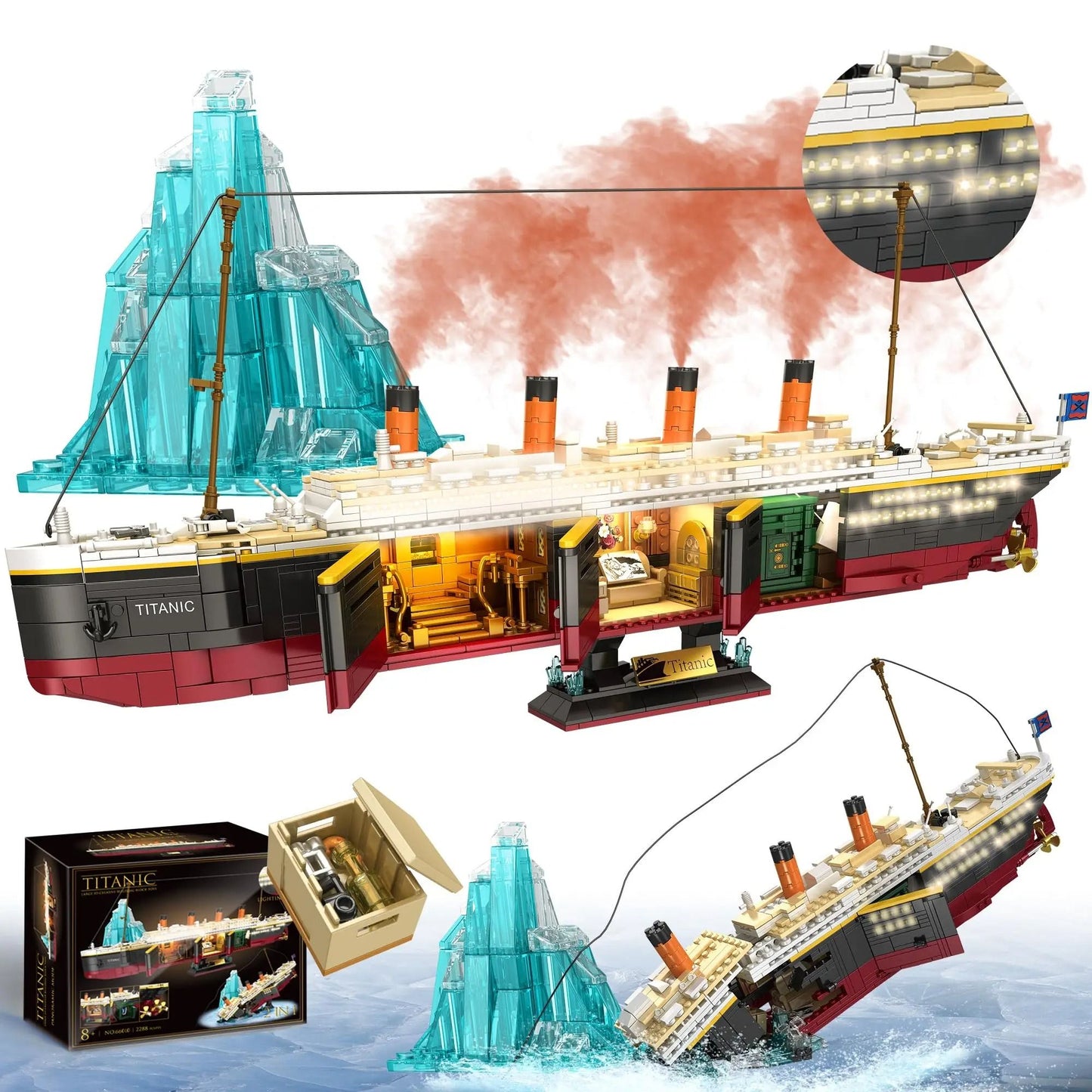 Titanic Model Cruise Ship Building Block Set with Lights 2288Pcs