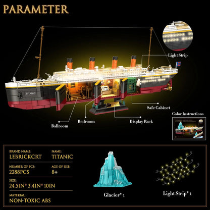 Titanic Model Cruise Ship Building Block Set with Lights 2288Pcs